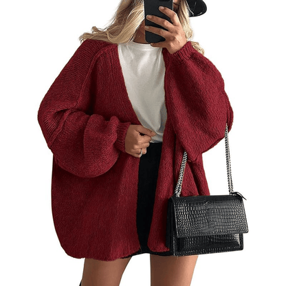 🧺✨ Women's Oversized Cardigan Sweater Fall Long Lantern Sleeve Knit
