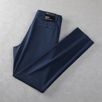 Men's business casual trousers mid-rise elastic straight-leg trousers