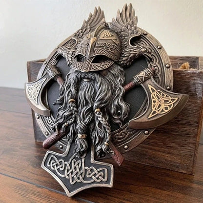 Retro Viking Berserker Double Axe Wall Decorative Plaque Resin Ornaments Wall Decor Plaque