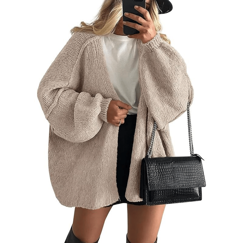 🧺✨ Women's Oversized Cardigan Sweater Fall Long Lantern Sleeve Knit