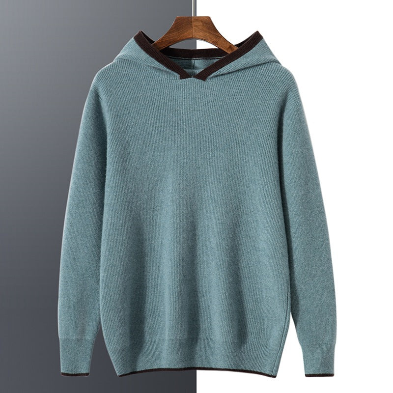 Cashmere sweaters Cropped hooded sweaters Colorblock knitted bottoming shirts