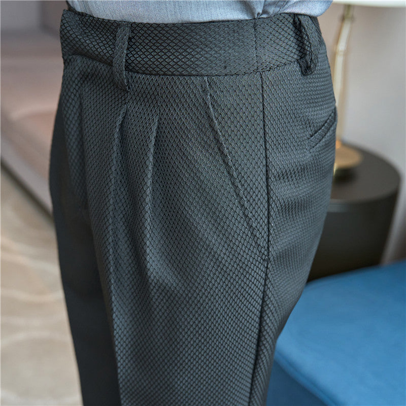 Concave and convex texture high-end three-dimensional pleated design casual pants