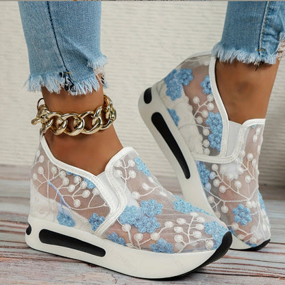 Casual mesh shoes for women with breathable thick sole