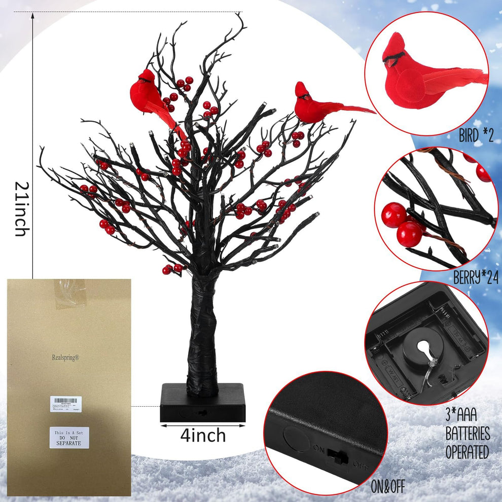 🎄Christmas Lighted Mini LED Tree With Red Berries – buckmen.com