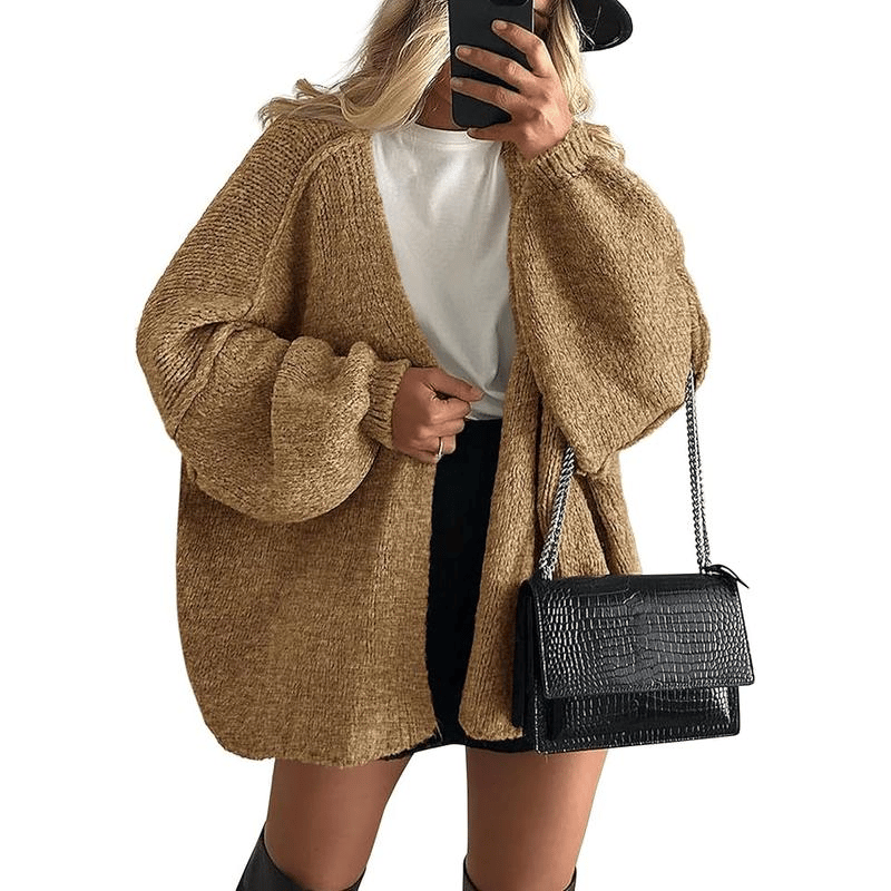 🧺✨ Women's Oversized Cardigan Sweater Fall Long Lantern Sleeve Knit