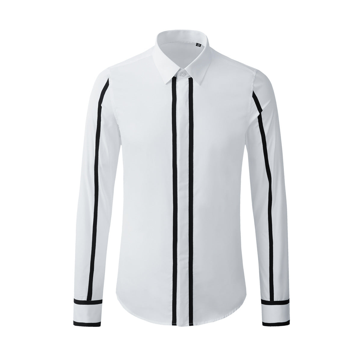 Geometric ribbon stitching business casual men's shirt