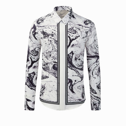 Ink ripple positioning digital printing men's long-sleeved shirt free of ironing vertical wrinkle-free shirt