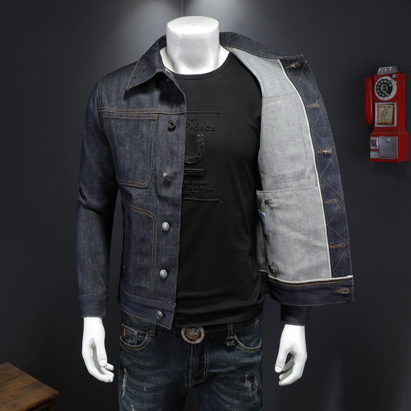 Original spiked denim jacket trendy men's denim jacket