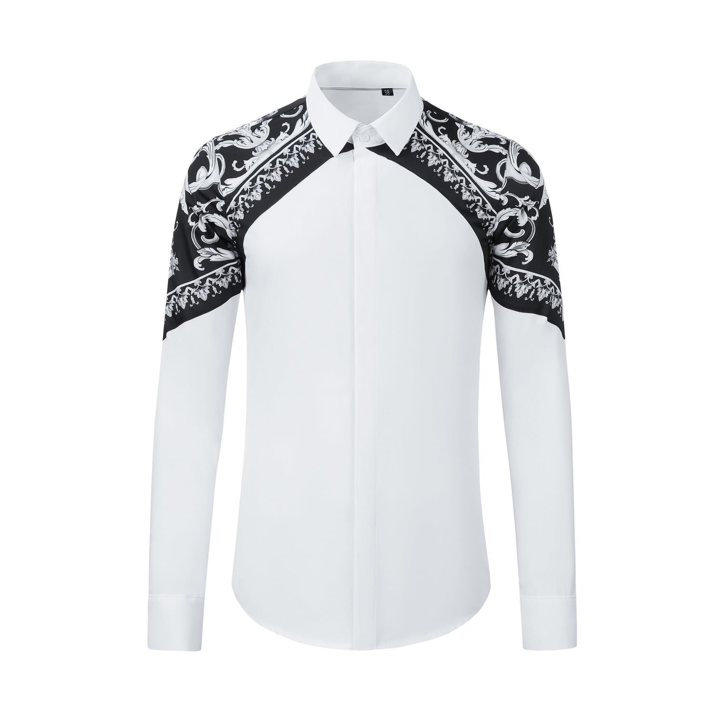 Men's long-sleeved palace flower patchwork shirt