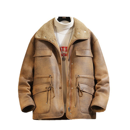 Men's leather suede jacket double-sided cotton coat