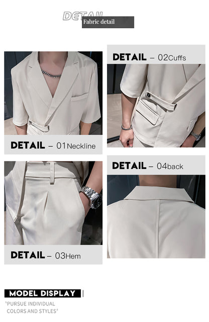 Acetate short-sleeved suit men's suit drape ice silk jacket