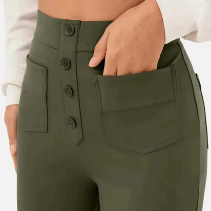 High-waisted Elastic Casual Trousers