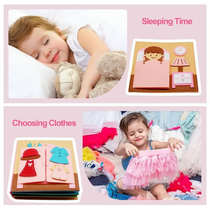 Felt Cloth Book, 1 Count Soft Activity Preschool Busy Book, Sensory Travel Toy with Learning Activities