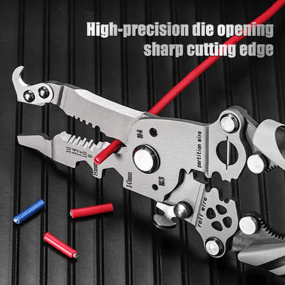 Multifunctional folding wire stripper