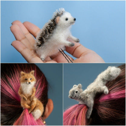 Felted animal hairpin