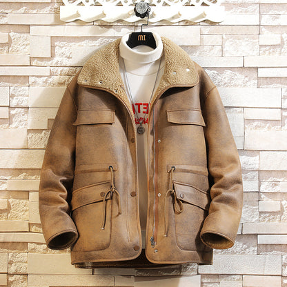 Men's leather suede jacket double-sided cotton coat