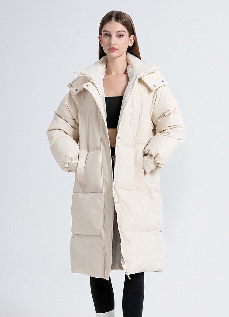 ⚡💥Built for Extreme Cold ❄️Thickened hooded long down jacket