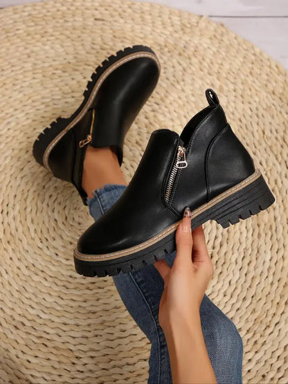 Women's Fashion Solid Color Ankle Boots