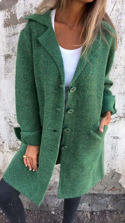 Casual Lapel Wool Single Breasted Long Coat