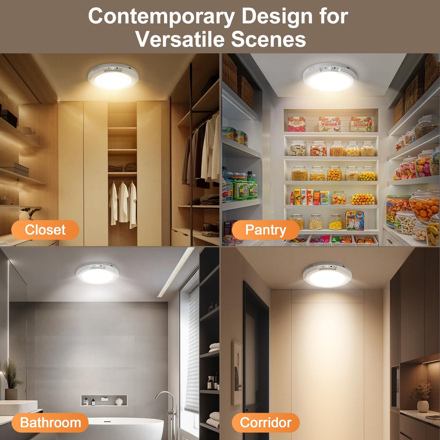 ✨2026 Upgraded Wireless Rechargeable Motion Sensor Ceiling Light with Remote