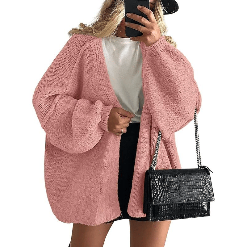 🧺✨ Women's Oversized Cardigan Sweater Fall Long Lantern Sleeve Knit