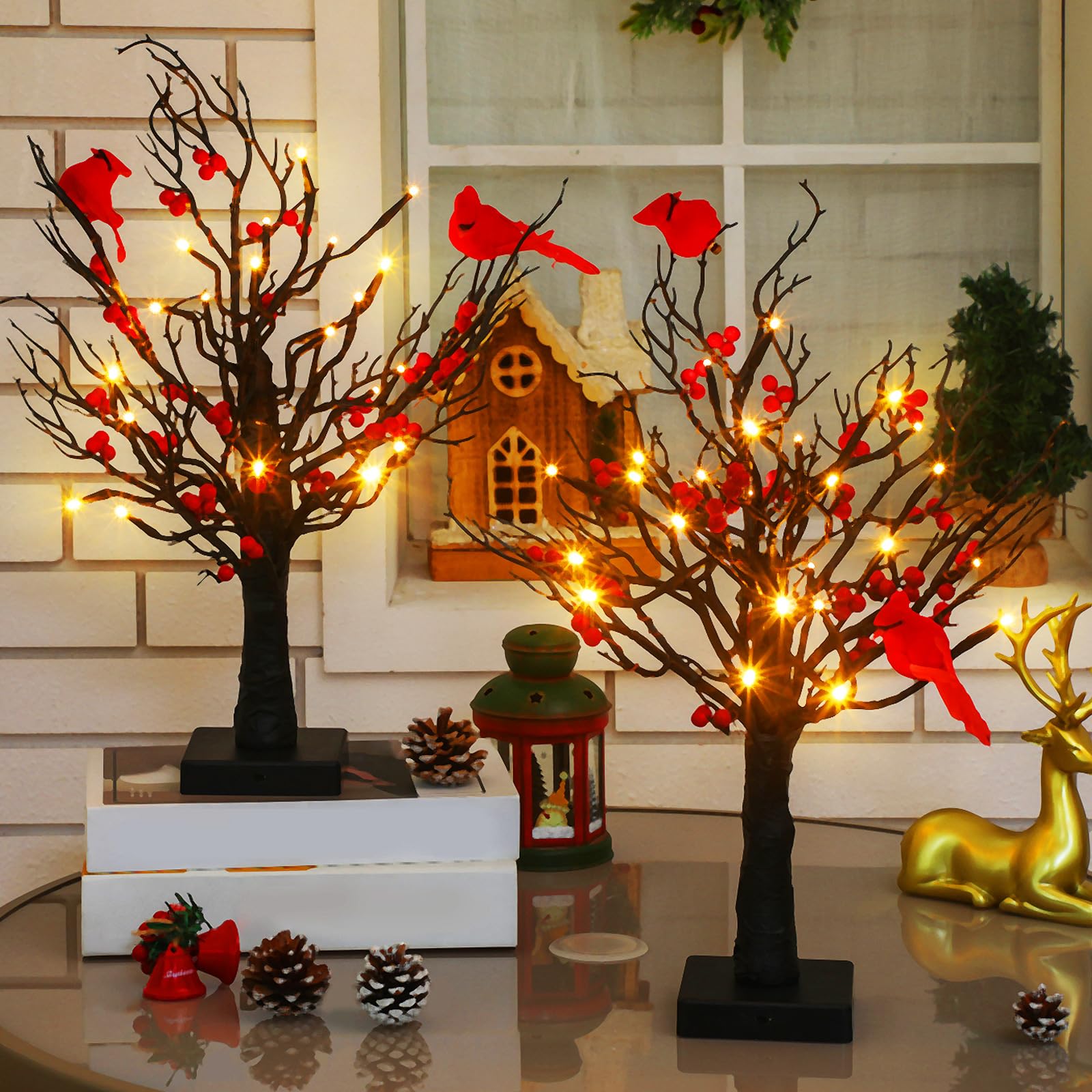 🎄Christmas Lighted Mini LED Tree With Red Berries – buckmen.com