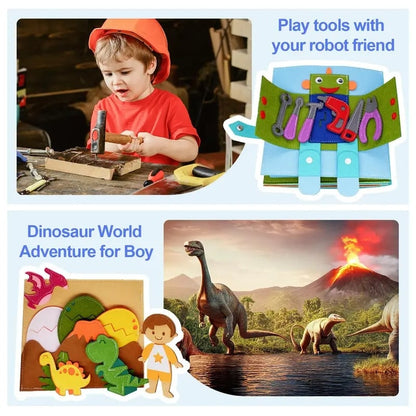 Felt Cloth Book, 1 Count Soft Activity Preschool Busy Book, Sensory Travel Toy with Learning Activities