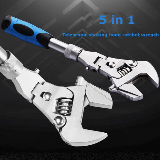 5 In 1 Telescopic Shaking Head Ratchet Wrench