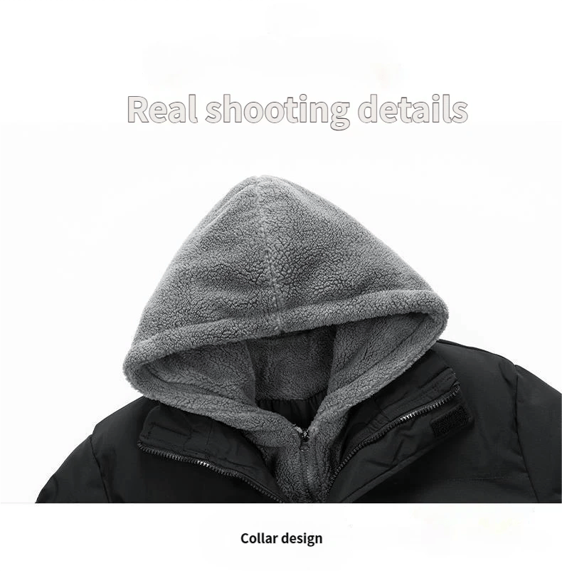 🔥 Men's Thickened Winter Jacket: Windproof Fleece-Lined Hooded Coat 🧥 | Cold-Resistant, Full-Zip + Pockets | Casual Outdoor Warm Coat (Regular Fit) ❄️