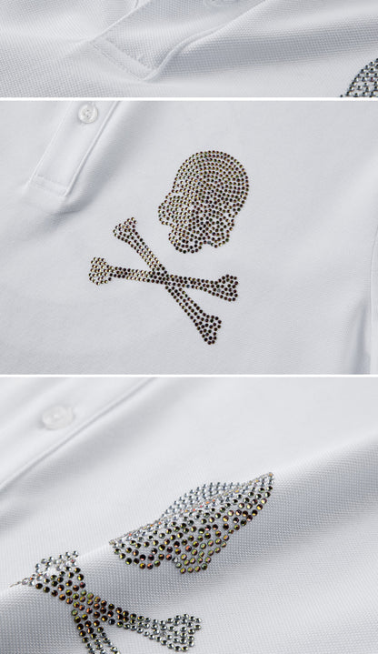 Men's Colored Diamond Skull POLO Shirt