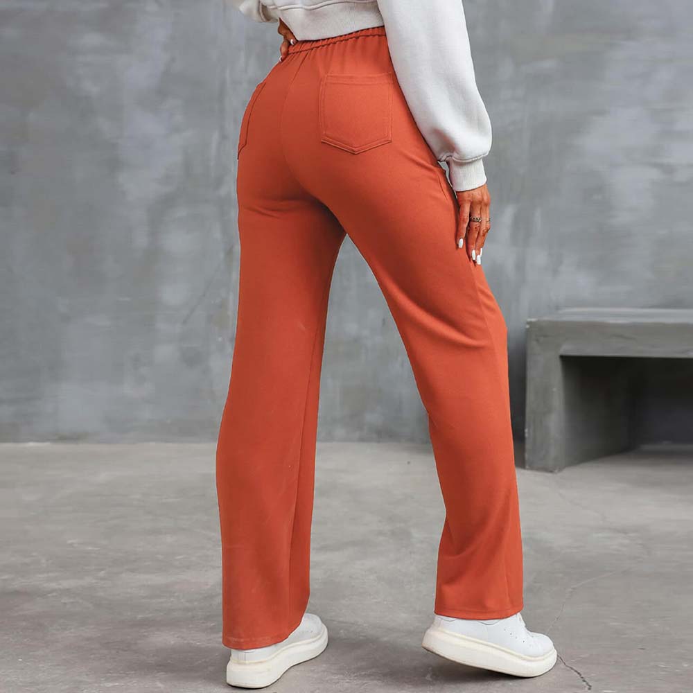 High-waisted Elastic Casual Trousers