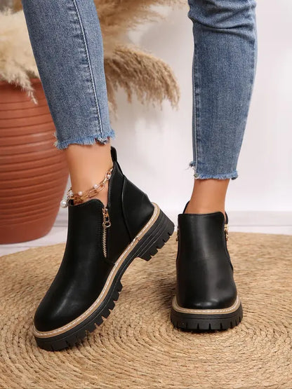 Women's Fashion Solid Color Ankle Boots
