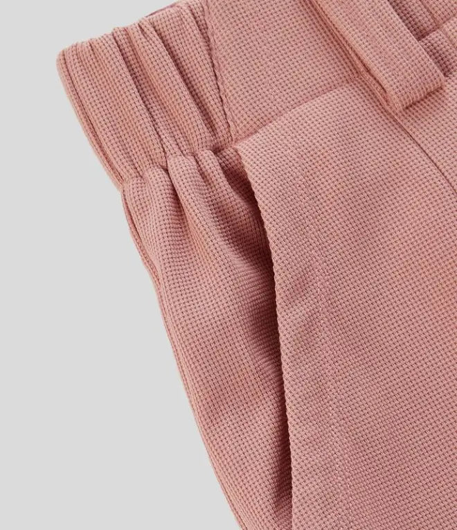2025 High Waisted Plicated Side Pocket Wide Leg Waffle Casual Pants