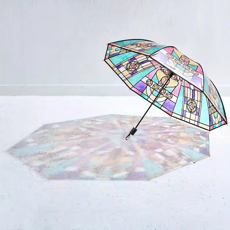 Vintage Stained Glass Automatic Umbrella