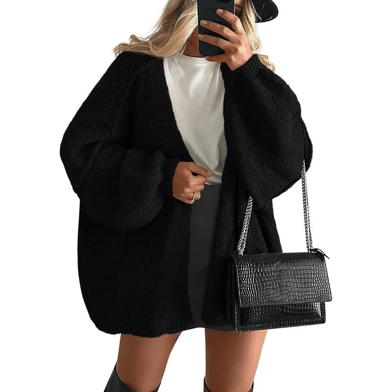 🧺✨ Women's Oversized Cardigan Sweater Fall Long Lantern Sleeve Knit