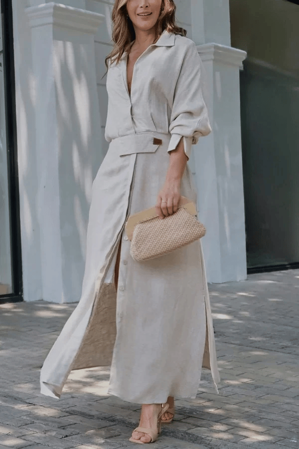 🎁LAST DAY SALE-49% OFF🎁2025 Cotton And Linen Solid Color Maxi Dress