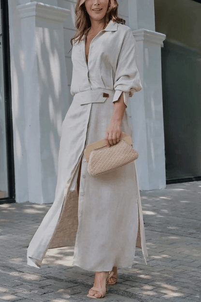 🎁LAST DAY SALE-49% OFF🎁2025 Cotton And Linen Solid Color Maxi Dress