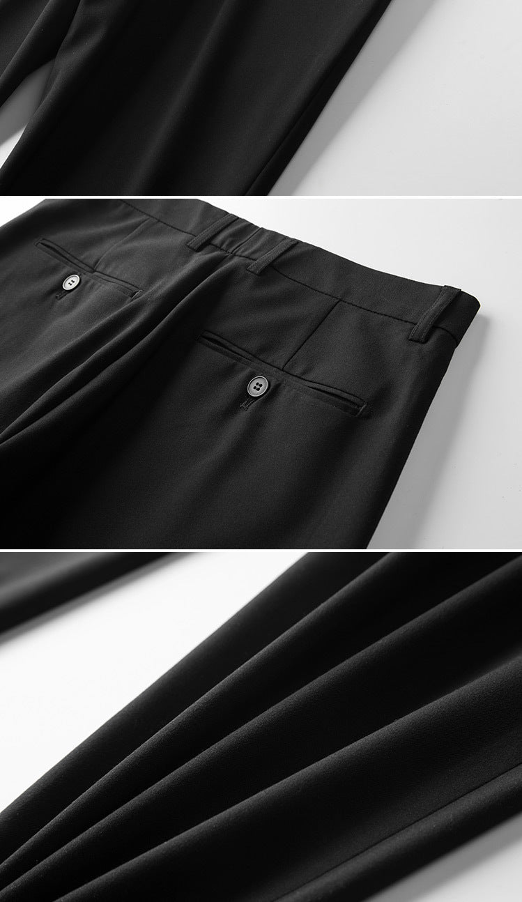 Men's straight black suit trousers