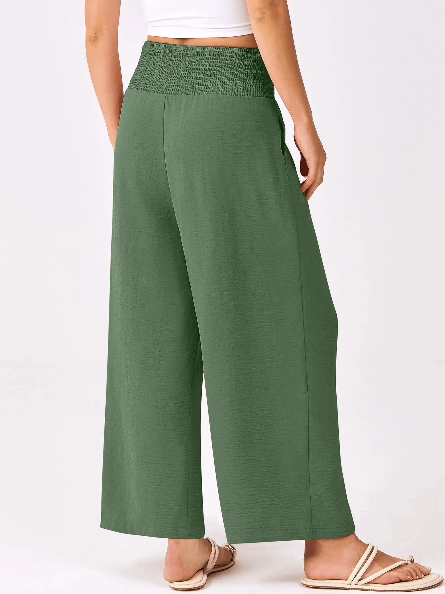 Women's Smocked Waist Wide Leg Palazzo Pants