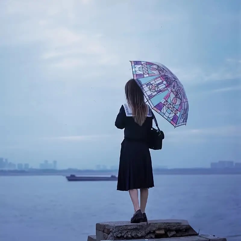 Vintage Stained Glass Automatic Umbrella