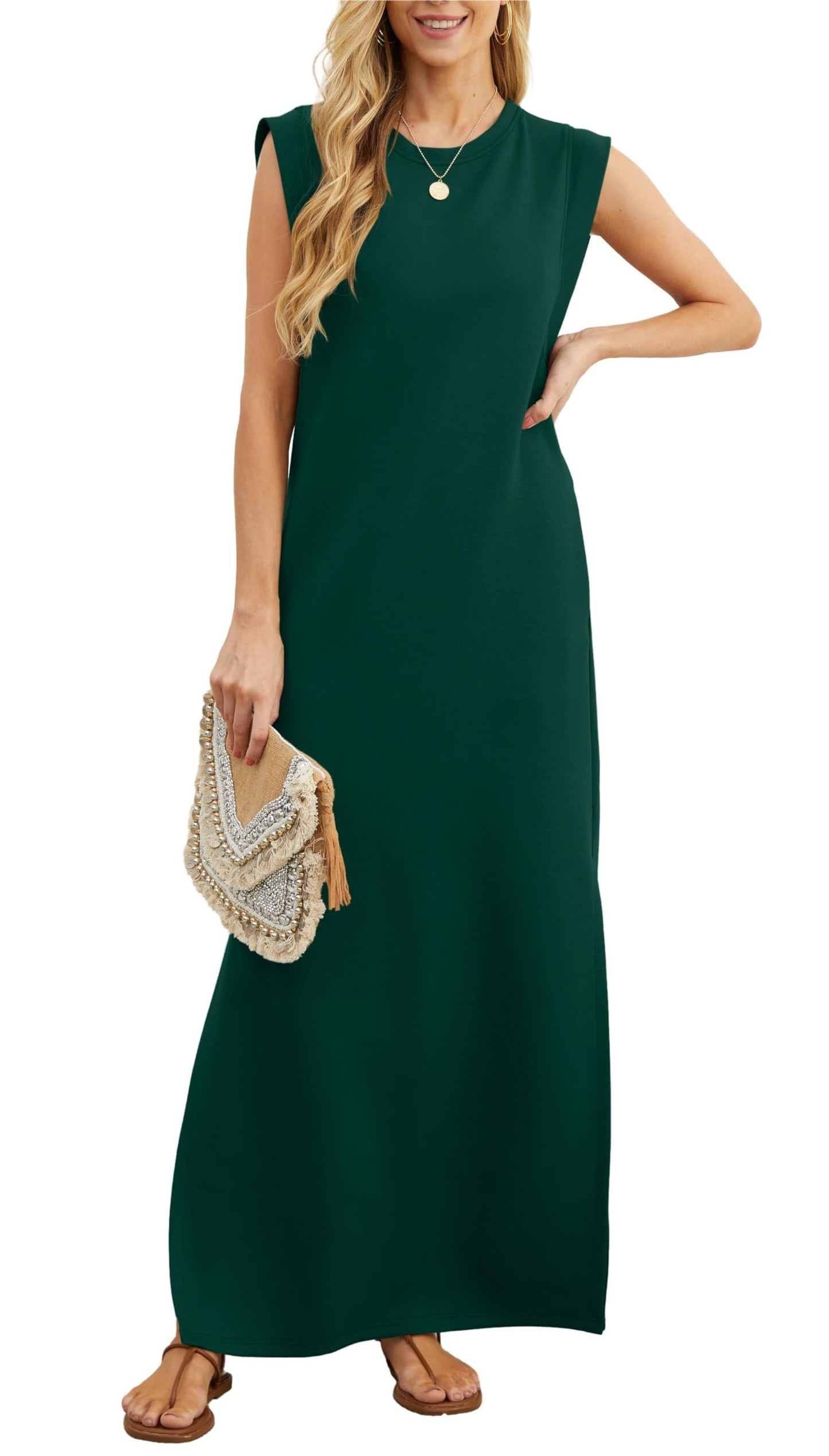 women's casual loose split wrinkle free maxi dress