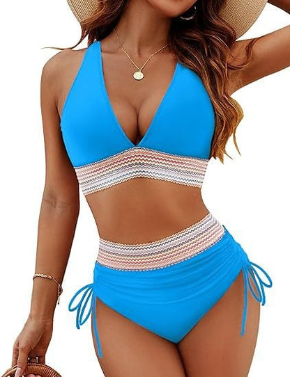 ⏰Last Day Promotion 60% OFF -⏳2026 High Waisted Tummy Control Color Block Bikini Sets