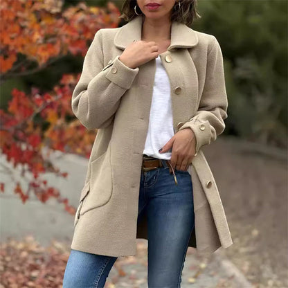 Women's Single-Breasted Coat with Peter Pan Collar