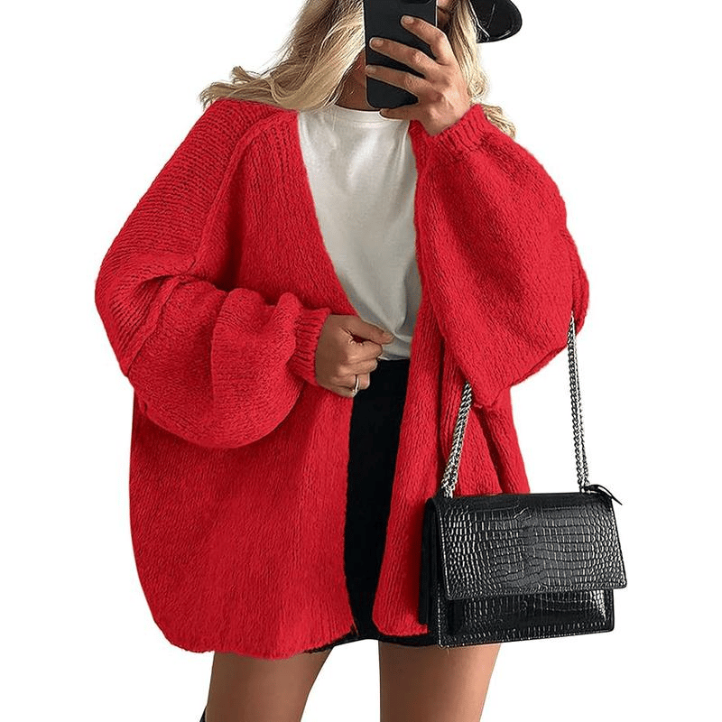 🧺✨ Women's Oversized Cardigan Sweater Fall Long Lantern Sleeve Knit