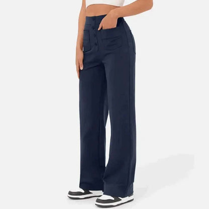 High-waisted Elastic Casual Trousers