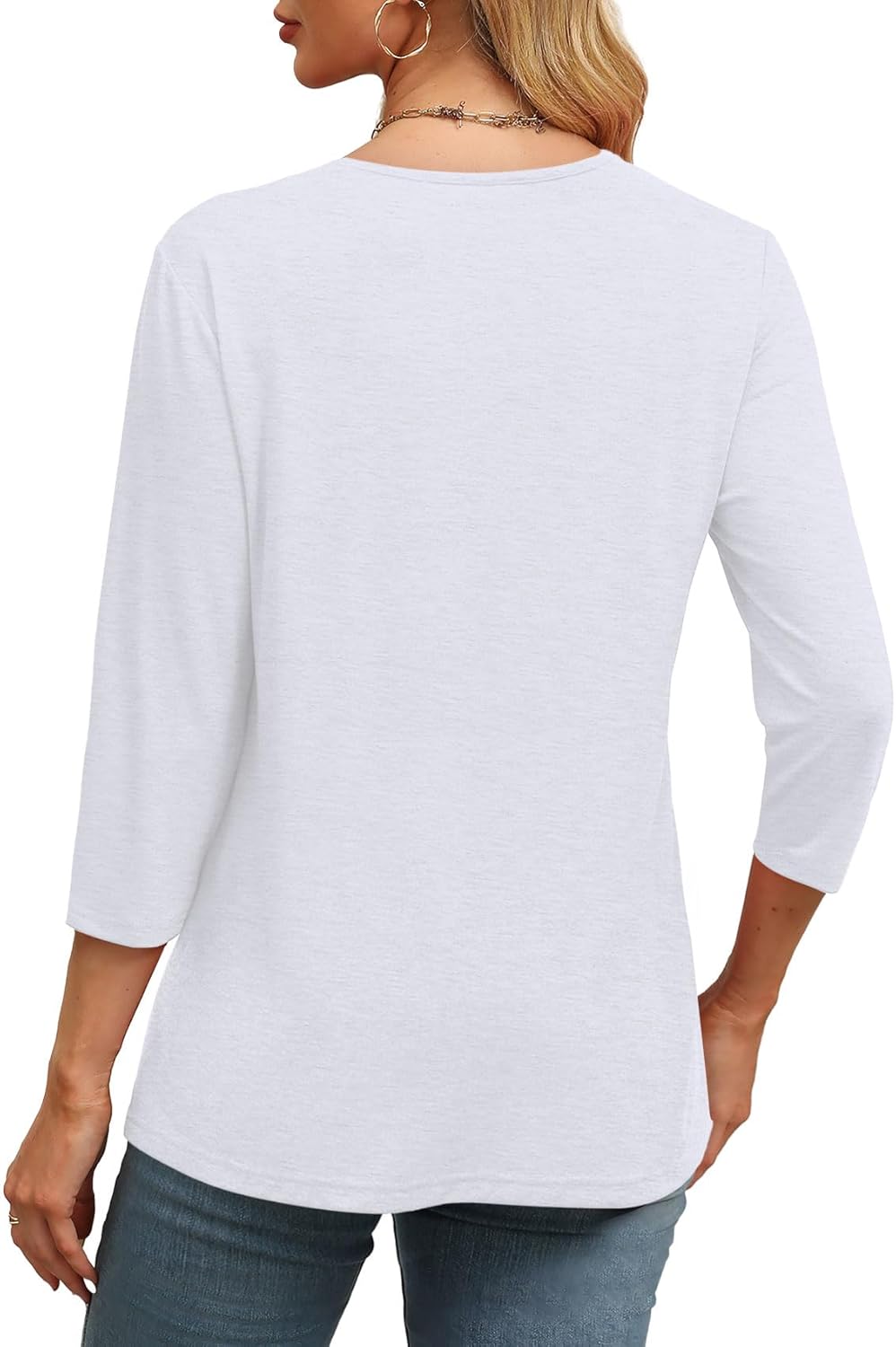 NEW🔥 Women's V Neck 3/4 Long Sleeve  Loose Fit  Tops