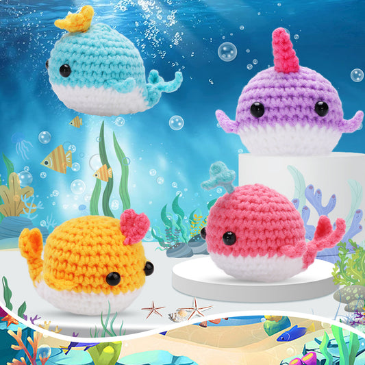 buckmen™-DIY Hand Knitted Gift Doll Material Kit (Four whales in four colors whales)