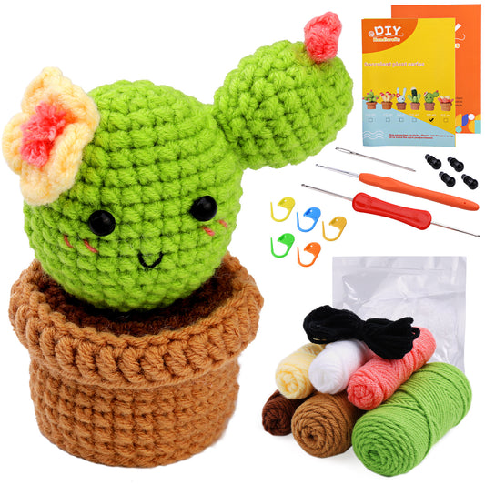 buckmen™-DIY Hand Knitted Gift Doll Material Kit （Green cactus potted plant）