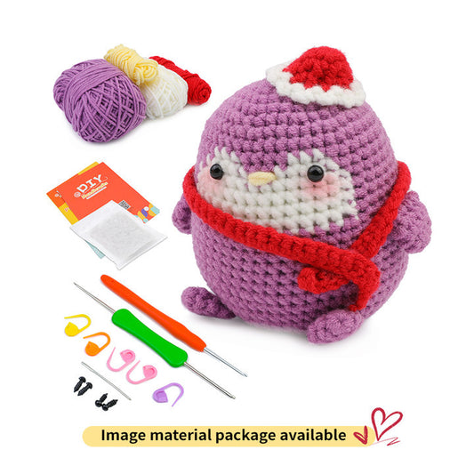 buckmen™-DIY Hand Knitted Gift Doll Material Kit (Purple Penguin)