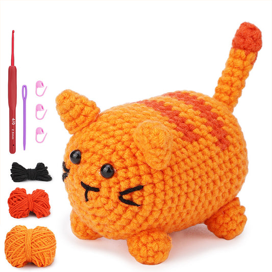 buckmen™-DIY Hand Knitted Gift Doll Material Kit （orange striped cat）